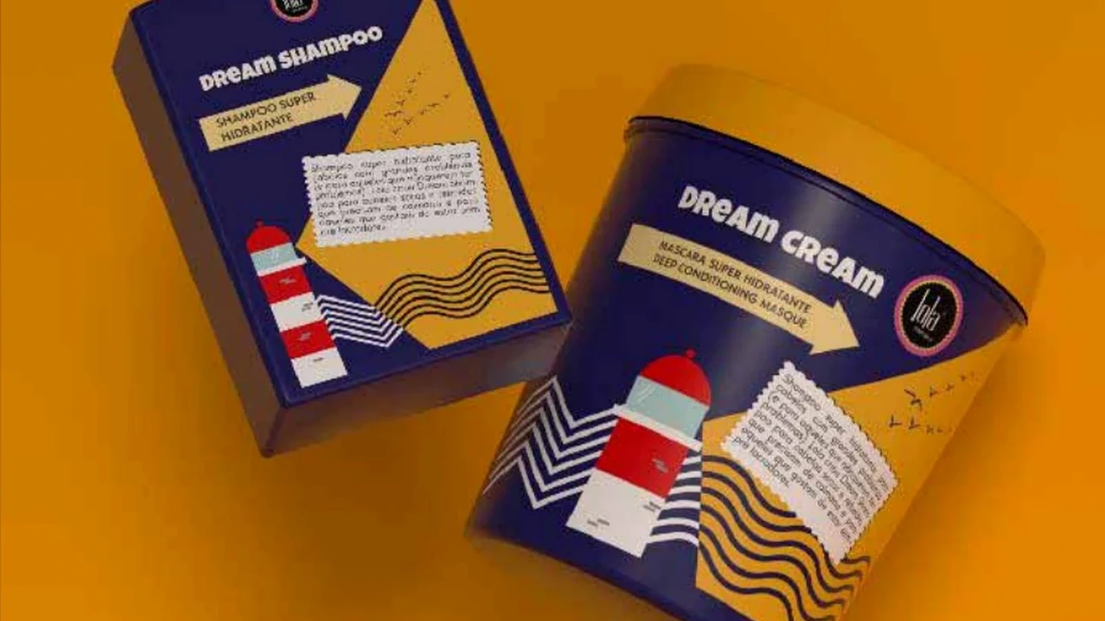 Artes finales de packaging capilar LOLA para champú y mascarilla