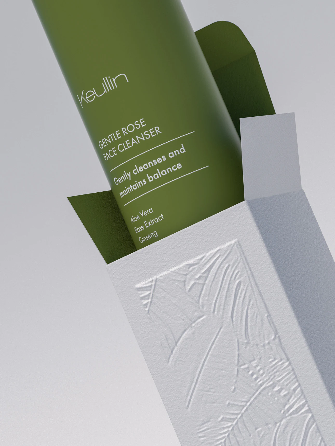 Detalle de packaging cosmético Keullin
