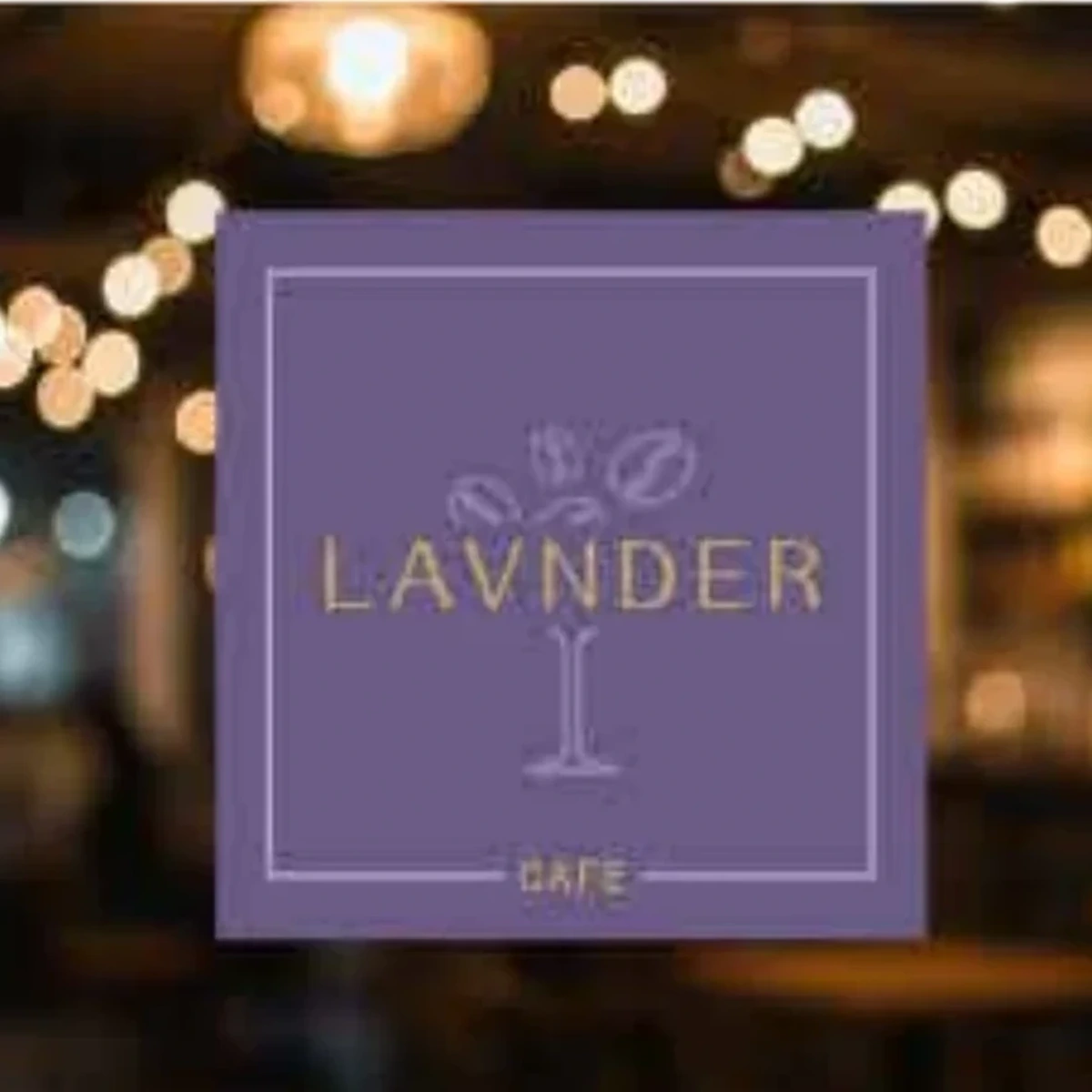Branding de LAVNDER Café aplicado a señalética