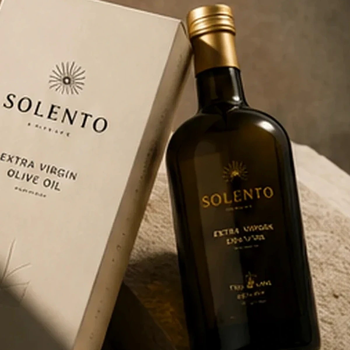 Botella de aceite de oliva Solento con estuche premium